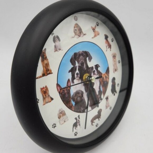 COPY~ Mark Feldstein's Barking Dog Sounds 8-inch Clock, Black, 12 Popular Breeds - Picture 5 of 14